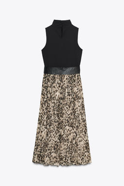 ANIMAL PRINT COMBINATION MIDI DRESS WITH BELT - Zara фото 8