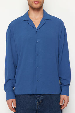 TRENDYOL MAN Beyaz Oversize Fit Apas Yaka Yazl?k Keten Gorunumlu Gomlek TMNSS23GO00053 - Trendyolmilla фото 32