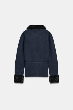 CONTRAST KNIT FAUX FUR CARDINGAN - Zara фото 7