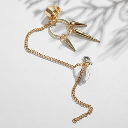 Серьга Кафф молодёжная, цвет белый в золоте - Queen fair фото 2