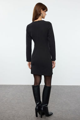 Siyah Vucudu Saran Pencere Detayl? Mini Dokuma Elbise TWOAW25EL00164 - Trendyolmilla фото 5