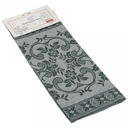 Полотенце кухонное 45х60см "Традиция, зеленый", жаккард/пестроткань: лен 51% хлопок 49%, плотность 220г/м2, упаковка: на картоне, "Домашняя мода" (Россия)