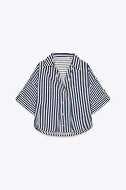 CROPPED LINEN BLEND SHIRT - Zara фото 30