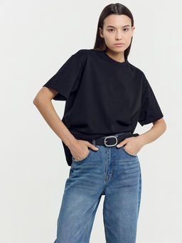 Хлопковая свободная футболка черного цвета черный 112678 - Mark formelle фото 12