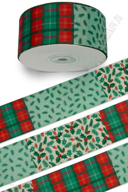 Лента репсовая 4 см*25 ярд с рисунком "Микс" SF-7479, №15