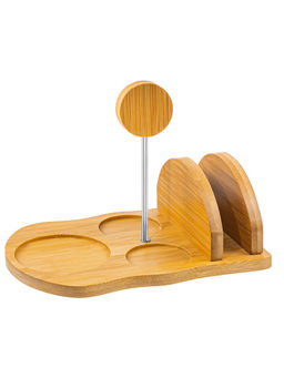 Набор - сахарница 320 мл Бамбук с ложкой+солонка+перечница+салфетница на деревян. подст. с ручкой - Elan gallery фото 5