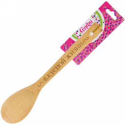 Цена за 5 шт. Ложка бамбуковая 30*6см "Вкусной жизни" Селфи