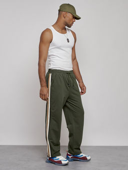 Широкие спортивные штаны трикотажные мужские цвета хаки 12903Kh - Mtforce фото 22