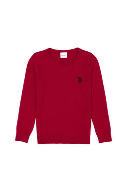 U. S. Polo Assn Красный базовый свитер с круглым вырезом для девочек
