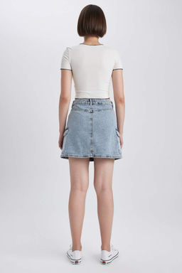 Джинсовая мини-юбка Cargo Fit из 100 % хлопка - Defacto фото 7