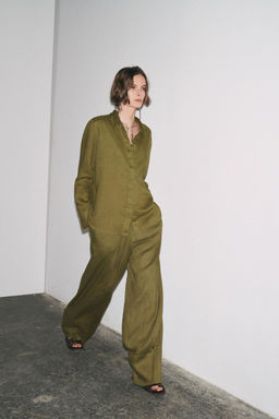 ZW COLLECTION 100% LINEN PALAZZO TROUSERS - Zara фото 6