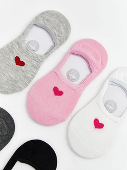 Kalp Desenli K?z ?ocuk Babet ?orap 5li