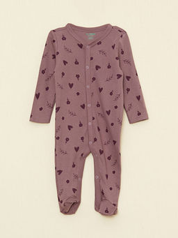 V Yaka Uzun Kollu Bask?l? Pamuklu K?z Bebek Tulum 2li - Waikiki фото 3