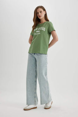 Футболка стандартного кроя с круглым вырезом и короткими рукавами с принтом - Defacto фото 2