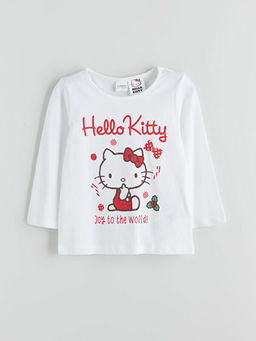 Bisiklet Yaka Hello Kitty Bask?l? K?z ?ocuk Pijama Tak?m?