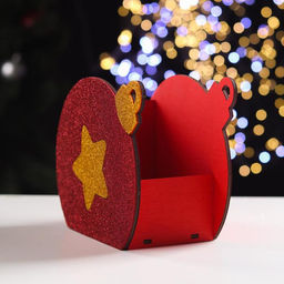 Ящик подарочный деревянный блестящий "Шар" звезда, красный 18,8х9,8х15,5 см