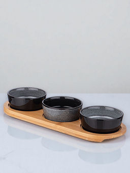 Набор 3 соусника Lefard Graphite 60 мл 26×9,2×3,5 см на деревянной подставке  фото 7