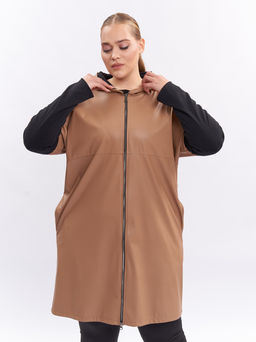 Пальто кожаное PL10209BRW19