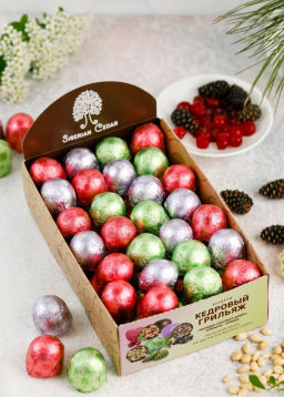 Кедровый грильяж ассорти клюква, сосновая шишка, черёмуха, 540 г | шоу-бокс - Сибирский кедр фото 3