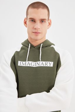 TRENDYOL MAN Haki Regular/Normal Kesim Slogan Bask?l? Ici Polar/S?cak Tutan Sweatshirt TMNAW22SW0042 - Trendyolmilla фото 3
