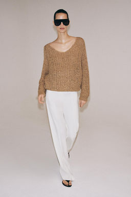 JERSEY PUNTO CINTA ENTRELAZADA / Camel claro