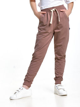 Брюки для девочки на резинке из кашкорсе UD 7517 мокко