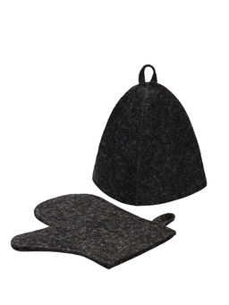 Набор для бани 2 предмета, однотонные: шапка, рукавица, МИКС