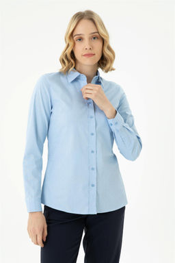 Женская синяя базовая рубашка с длинным рукавом - U.s. polo assn фото 8