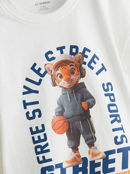 Bisiklet Yaka Bask?l? Erkek ?ocuk Ti??rt