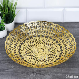 Ваза для фруктов 28 см / 280 /уп 240/ золото/пластик