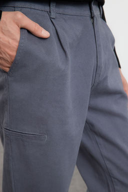 TRENDYOL MAN Antrasit %100 Pamuk Pileli Kargo Cepli Dokuma Gabardin Pantolon TMNAW25PL00006 - Trendyolmilla фото 4