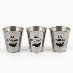 Стопки в чехле За Родину: нержавеющая сталь, набор 3 шт. ? 70 мл
