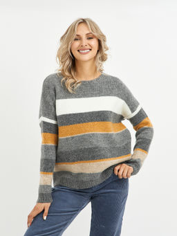 джемпер женский серый в полоску