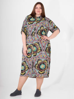 Платье-рубашка серого цвета с цветочным принтом - Almond фото 4