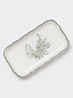 Блюдо для подачи WY Bloomware, 25×14×2.5 см, фарфор, зелёное/белое