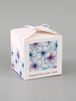 Цена за 10 шт. Коробка подарочная складная «Акварельные цветы», 12×12×12 см