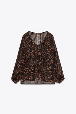 ANIMAL PRINT SEMI-SHEER BLOUSE - Zara фото 15