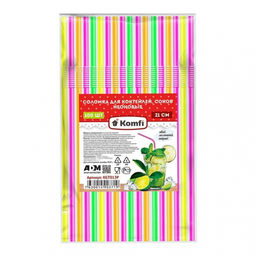 Набор трубочек д/коктейля 5 мм*21 см неоновые/полосатые с гофрой,100 шт арт: KGT013P,KGT012P (3 631|