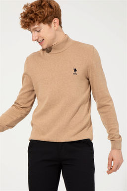 U. S. Polo Assn Мужской базовый свитер светло-коричневого меланжевого цвета - U.s. polo assn фото 10