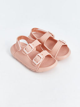 Bask?l? ?ift Bantl? K?z Bebek Sandalet