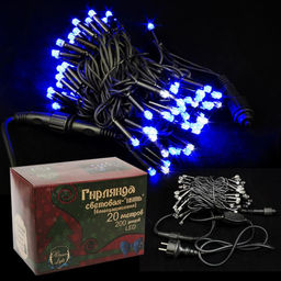 Нить-каучук 200 Led синий 20м. flash-w