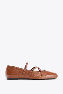 SQUARE TOE LEATHER BALLERINA - Zara фото 7