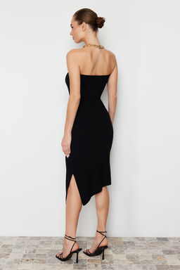 Siyah Midi Triko Straplez Premium Iplik/Ozel Iplik Triko Elbise TWOSS24EL00306 - Trendyolmilla фото 7