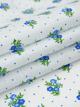 Ситец Синие цветочки с пшеном на белом, ш.0.8м, хлопок-100%, 100гр/м.кв - Купава фото 4