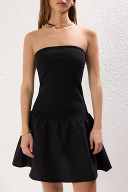 TRENDYOLMILLA Siyah Duz Dokuma Detayl? A-line Mini Orme Elbise TWOSS25EL00167  фото 3