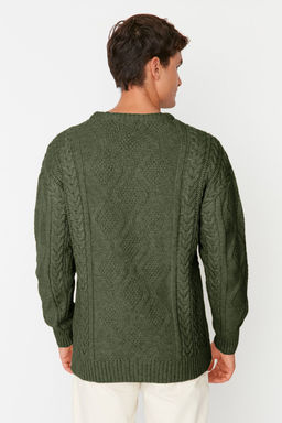TRENDYOL MAN Beyaz Oversize Genis Kal?p Bisiklet Yaka Sac Orgulu Triko Kazak TMNAW23KZ00280 - Trendyolmilla фото 3