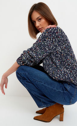 Джинсы женские широкого кроя F022-0152 темно-синие - Fine joyce фото 7