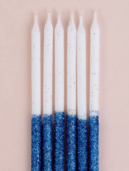 Цена за 2 шт. Свечи для торта Блестящее сияние, 6 шт, белые с голубым - Страна карнавалия фото 3