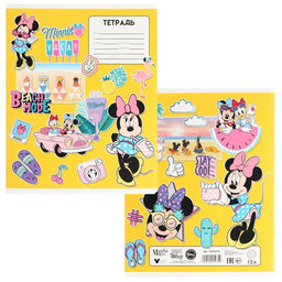 Цена за 18 шт. Тетрадь в клетку 12 листов, 5 видов МИКС, обложка мелованный картон, «Минни Маус»