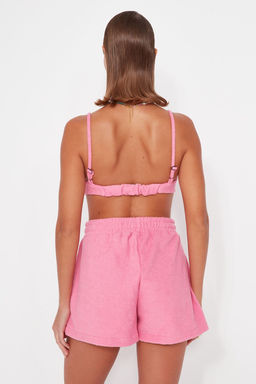 Pembe Orme Havlu Bluz Sort Plaj Tak?m TBESS23AU00163 - Trendyolmilla фото 7